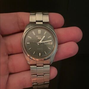 Seiko Black Dial Silver Watch